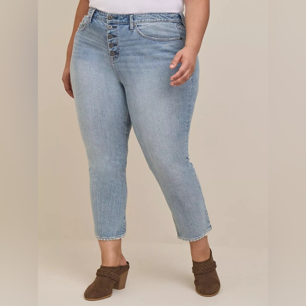 Torrid Mom Straight Vintage Stretch High-Rise Jean released hem sz 24 xs